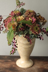 百日草+ヤマゴボウ