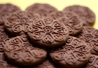 Chocolate biscuits, close up