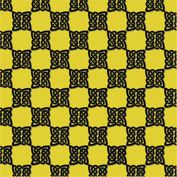 celtic seamless pattern with yellow and black stripes