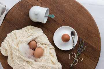 Boiled egg in egg cup