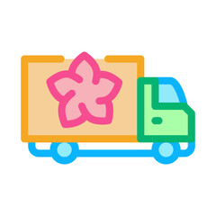 flower shop delivery truck icon vector. flower shop delivery truck sign. color symbol illustration