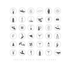 Hands and cosmetics social media cover icons