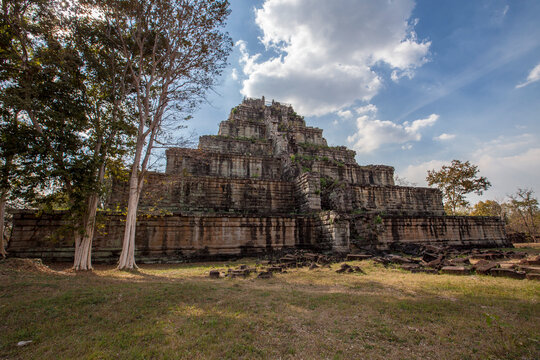 Ancient Khmer pyramid, Koh Kher Temple near Siem Reap town, Cambodia