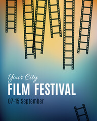Film festival poster template. Movie cinema festival poster. Vector template  - 359669858