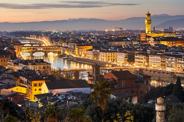 Fototapeta na wymiar Aerial view of the skyline of Florence, Tuscany, Italy
