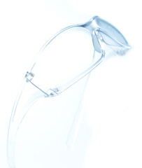 Transparent protection glasses isolated on white background.