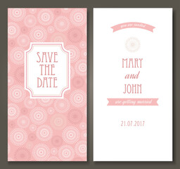 Vintage vector card templates. Can be used for Save The Date, baby shower, mothers day, valentines day, birthday cards, invitations. 
