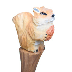 Chipmunk sculpture carved in wood