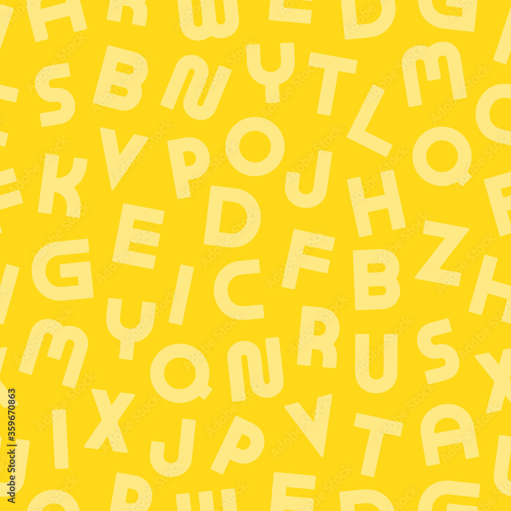 Fototapete vector simple seamless pattern with bold latin letters. yellow repeatable unusual background. bright
