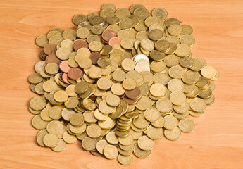 top view of pile of coins