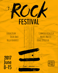 Rock event poster or flyer temlpate. Vector illustration