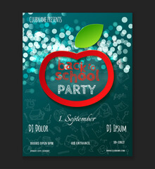 Back to school party Flyer Design. Vector template of invitation, flyer, poster or greeting card. - 359671249