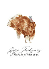 Happy Thanksgiving. Autumn greetings card with turkey. Perfect for prints, flyers, banners, invitations, promotions, and more.