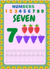 Preschool toddler math with grapes and strawberry design