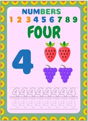 Preschool toddler math with grapes and strawberry design