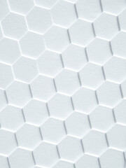 White hexagonal pattern background, with copyspace