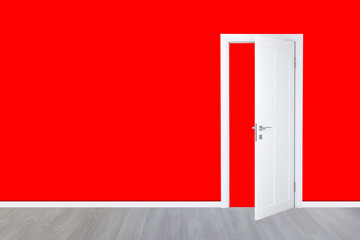 red room with an open door