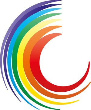 Kreisrundes Logo in Regenbogenfarben, Chakrafarben als Symbol f&uuml;r innere Haltung und St&auml;rke, Selbstbewu&szlig;tsein, Selbstwert, Achtsamkeit und Heilung. Yoga praktizieren und gesund leben