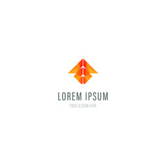 Lowpoly colorful logo design element. Abstract idea for business company. Internet, communication, technology and network concepts. Icons for corporate identity template. Vector logotype.
