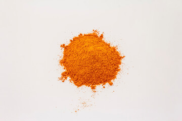 Hungarian hot paprika powder isolated on white background