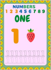 Preschool and toddler math with watermelon and strawberry design