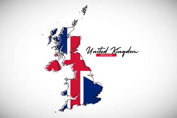 Happy national day of United Kingdom. Elegant national country map with United Kingdom flag vector illustration