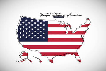 Happy independence day of United States of America. Creative national country map with flag vector illustration
