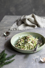 Cod liver salad with cucumber 