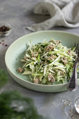 Cod liver salad with cucumber 
