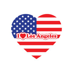 USA flag. Heart with flag of USA .  los Angeles city