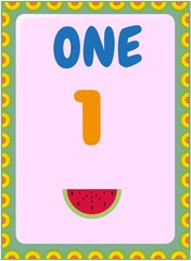 Preschool and toddler math with watermelon and strawberry design