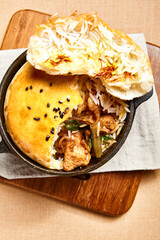 Chicken with basmati in dough