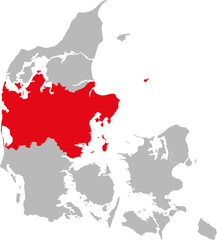 Central denmark region isolated on Denmark map. Light gray background. Backgrounds and wallpapers.