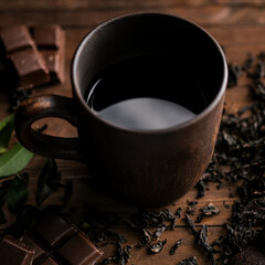 coffee beans and cup