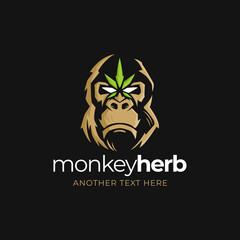 Monkey with Cannabis Leaf Logo