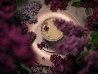 cup of coffee with flowers