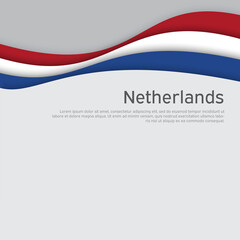 Abstract waving flag of netherlands. Paper cut style. Creative background for patriotic holiday card design. National Poster. Cover, banner in state colors of the Netherlands. Vector tricolor design