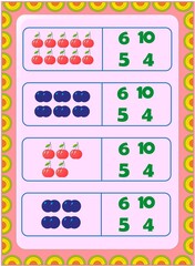 Preschool and toddler math with cherry and blueberry design