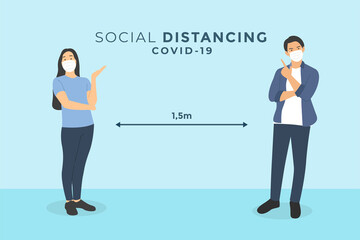 Social distancing concept vector illustration