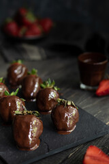Fresh strawberry covered with chocolate