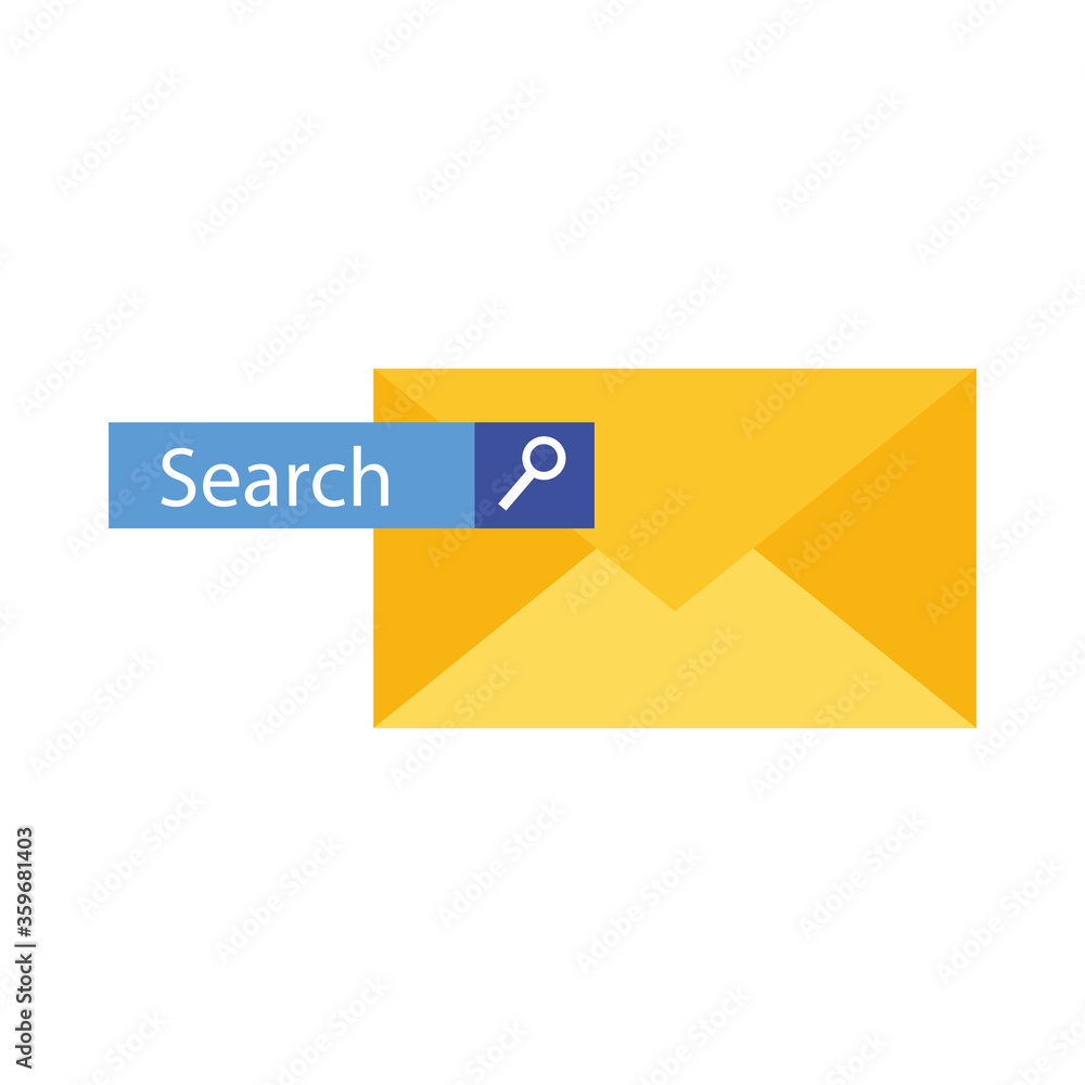 Poster envelope message with search button vector design