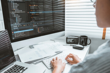Developing programmer Development Website design and coding technologies working at home