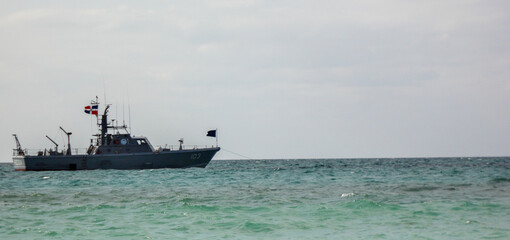 coast guard ship patrolling the shores of an island in punta cana