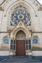 Entrance of the St. Marien church in Bad Homburg / Germany in the Taunus