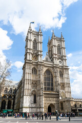 Fototapeta na wymiar Westminster Abbey, London England, Sunny day blue sky