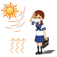 熱中症　マスクをつけた女子学生