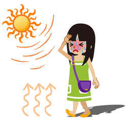 熱中症に苦しむ女の子　黒髪