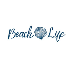 Beach life - hand written lettering. Text isolated on white background with design elements. Summer typography for photo overlays, t-shirt print, flyer, poster design. Beach life message