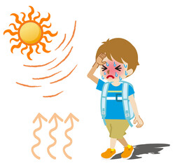 熱中症に苦しむ男の子