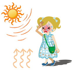 熱中症に苦しむ女の子　金髪